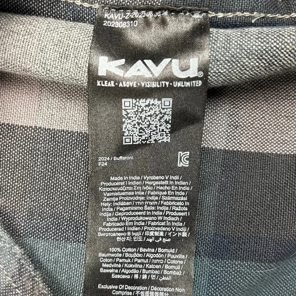 KAVU Buffaroni Mens XXL Plaid Flannel Shirt Grey Blue Long Sleeve Button Down